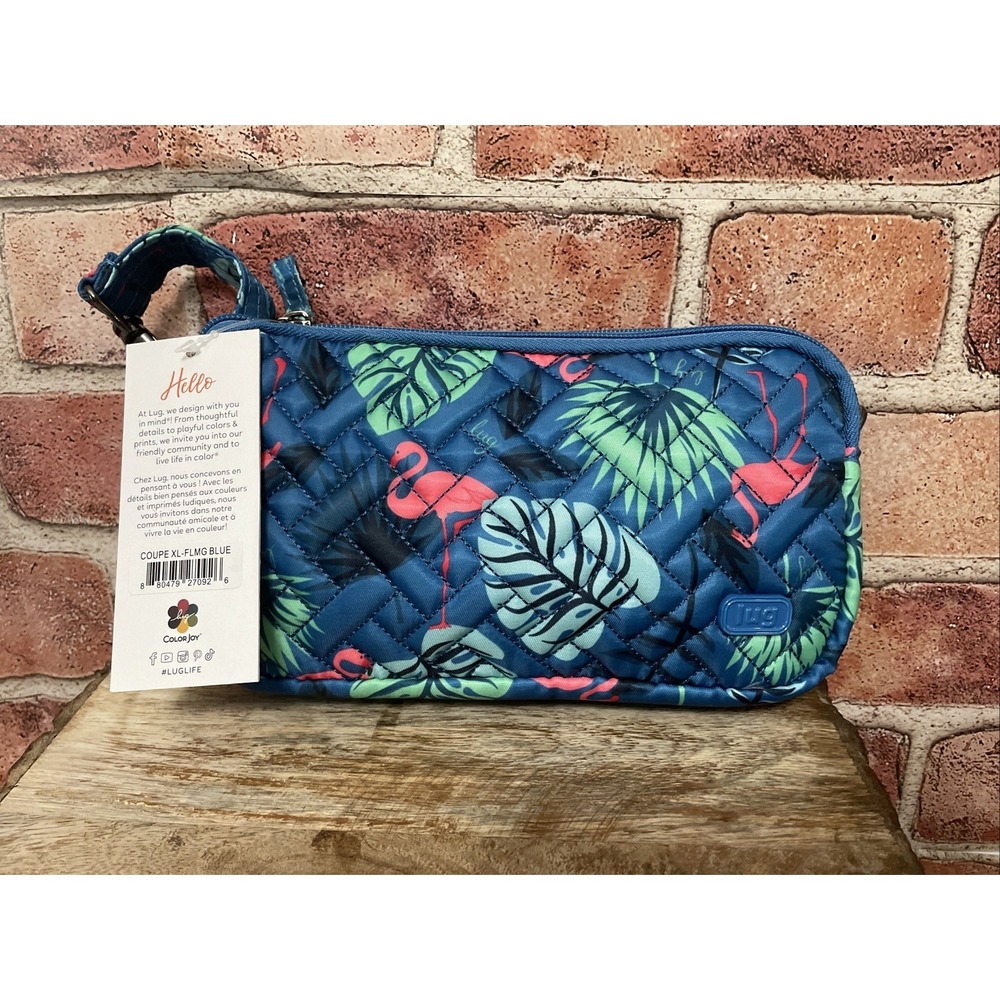 Lug‎ Blue w/Pink Flamingos Coupe Convertible Crossbody New with tags